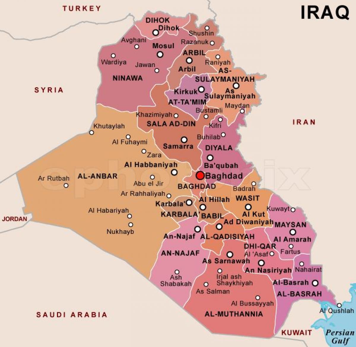 Mapa dels estats de l'Iraq