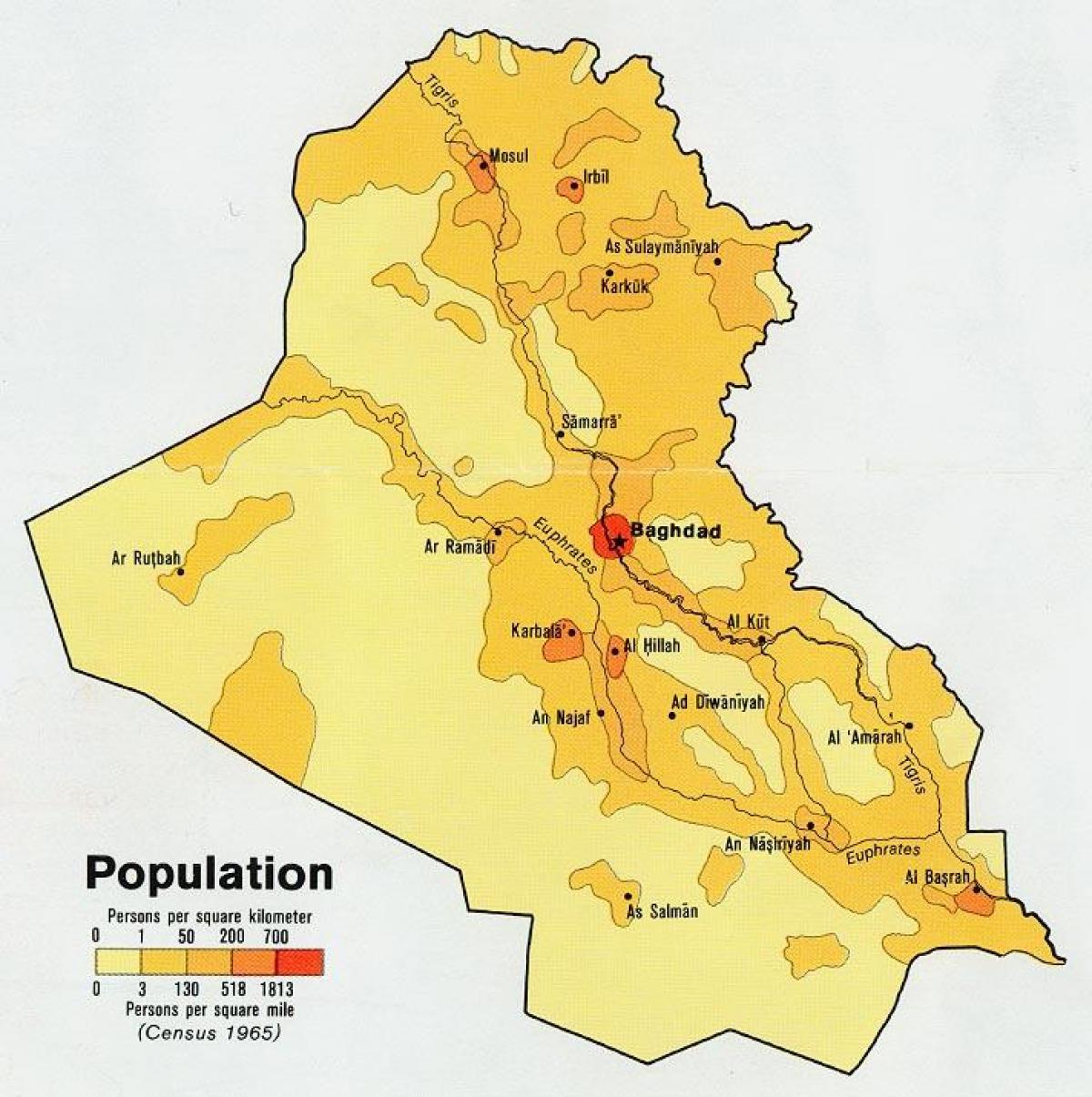 Mapa de l'Iraq població