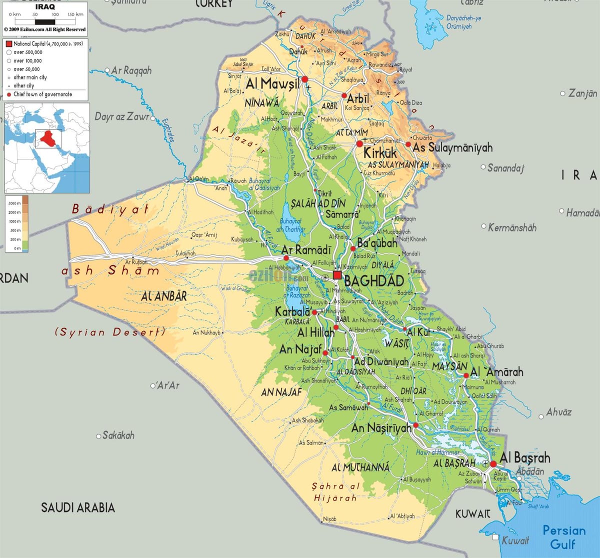 Mapa de l'Iraq geografia