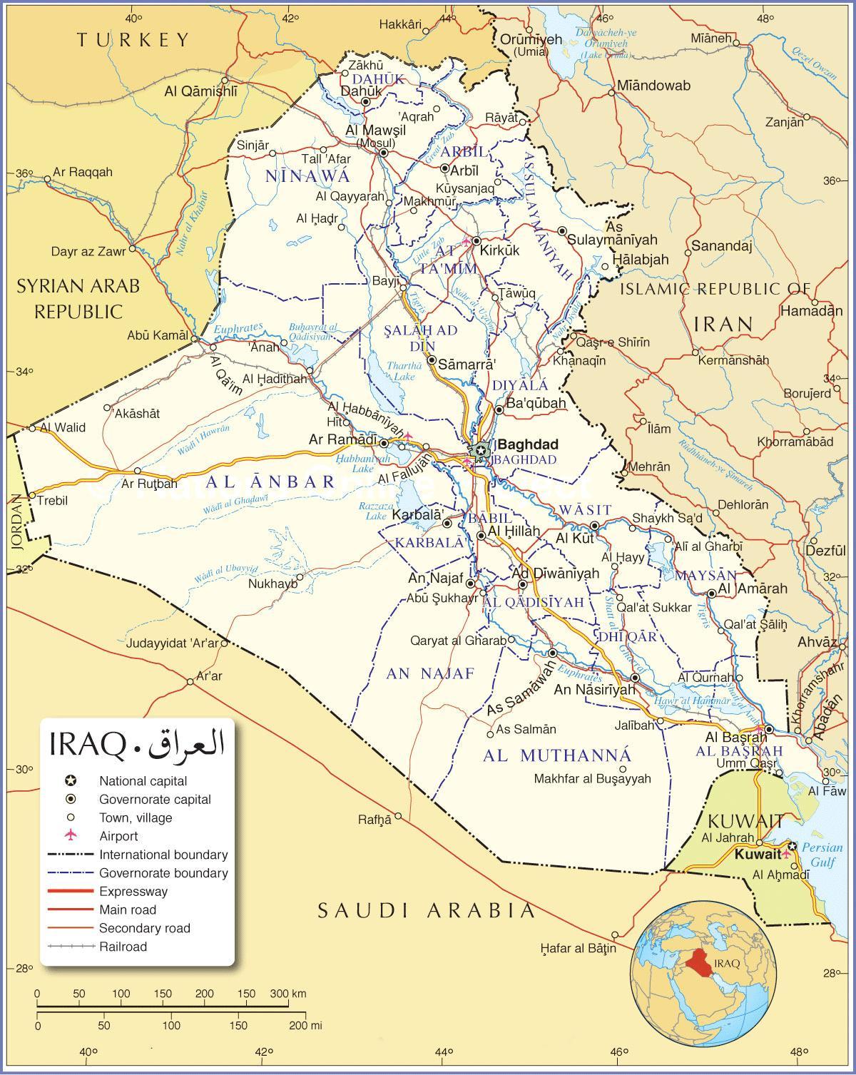 Mapa de carreteres de l'Iraq