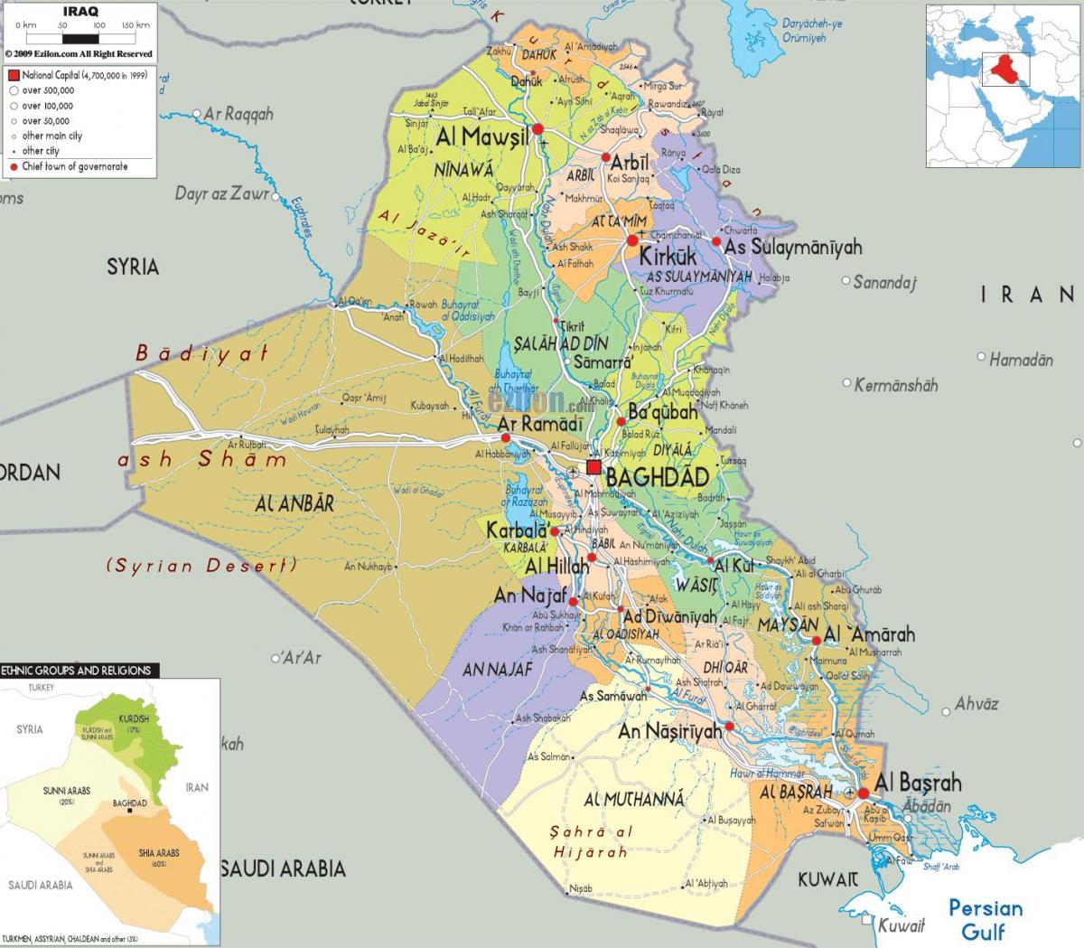 L'Iraq ciutats mapa